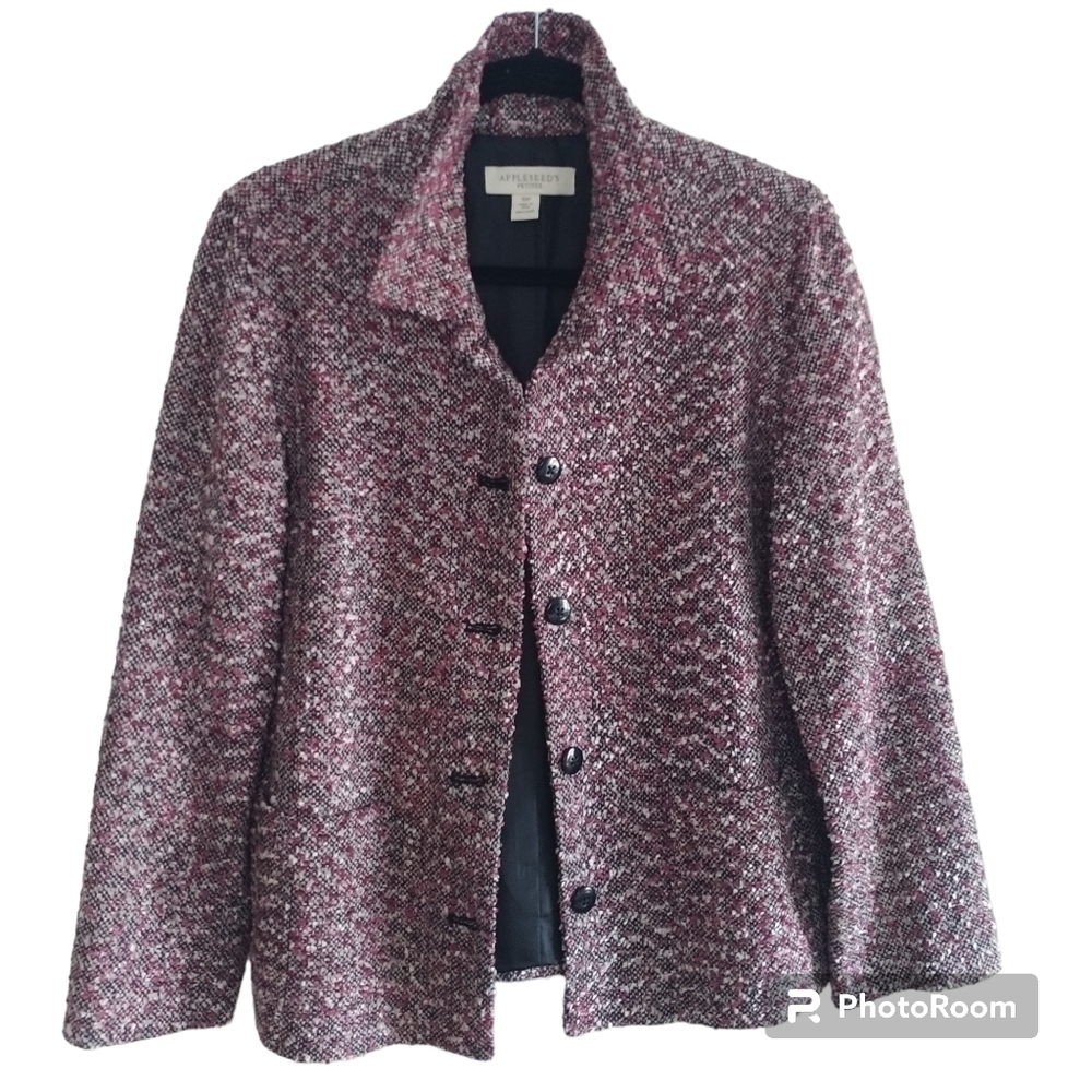 Appleseed's Petite Woven Nubby Classic Button front Blazer Jacket 10P - Picture 1 of 15